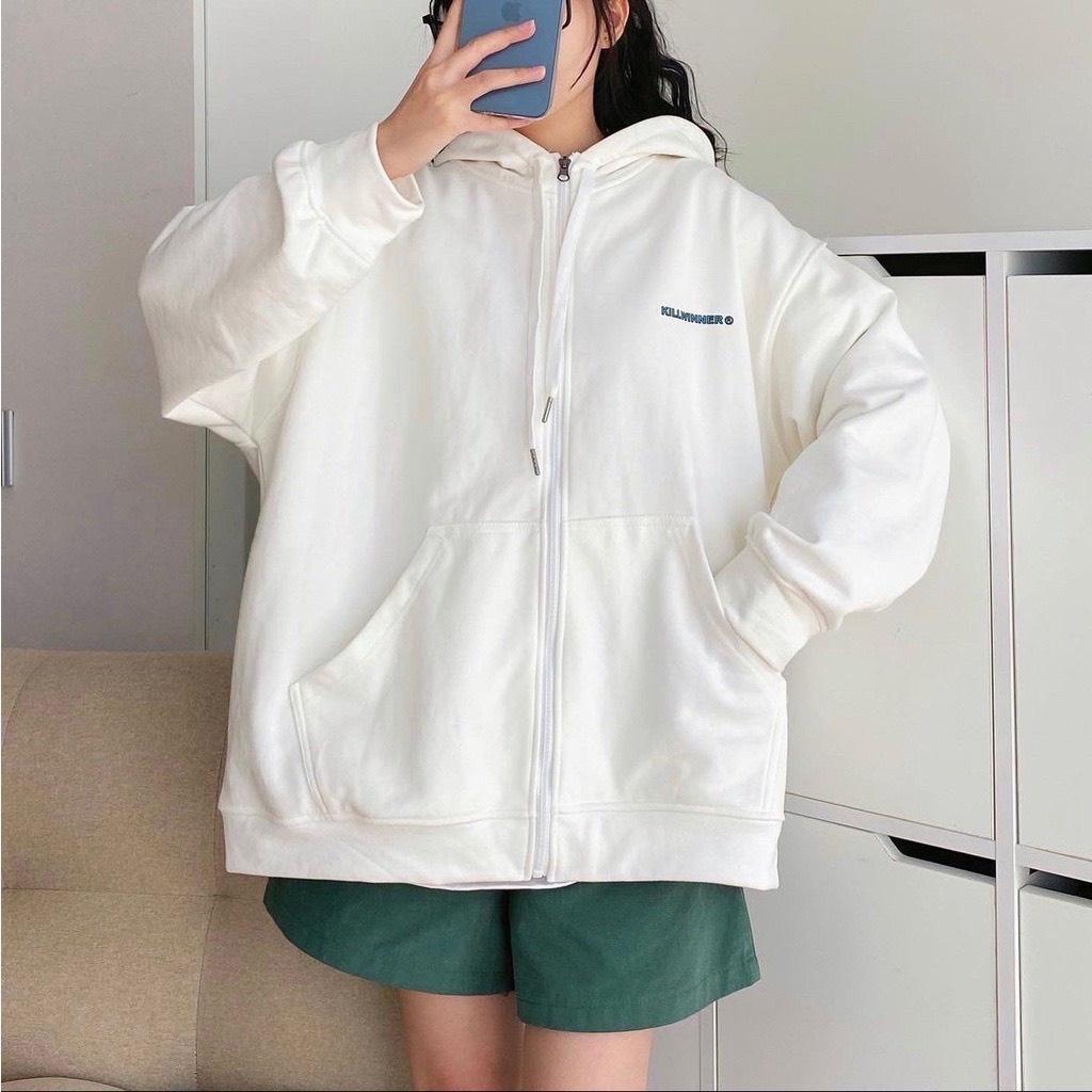 Áo Khoác Hoodie nữ Zip Killwinner Nỉ Ngoại form rộng tay bồng kiểu dáng thời trang mới KTP02