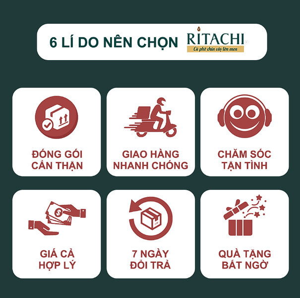 Cà Phê Nguyên Chất Lên Men Tự Nhiên Ritachi, Cà Phê Phin Blend vị Đậm Đà, 100% Rang Mộc, Pha Máy, Pha Phin 500gr