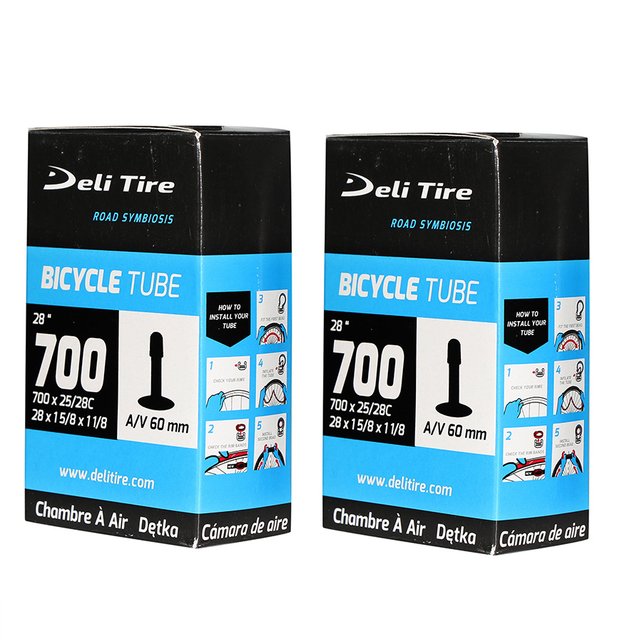 Ruột xe đạp 700x25/28 van Mỹ dài 60mm DELI-TIRE - Cặp 2 cái săm xe đạp