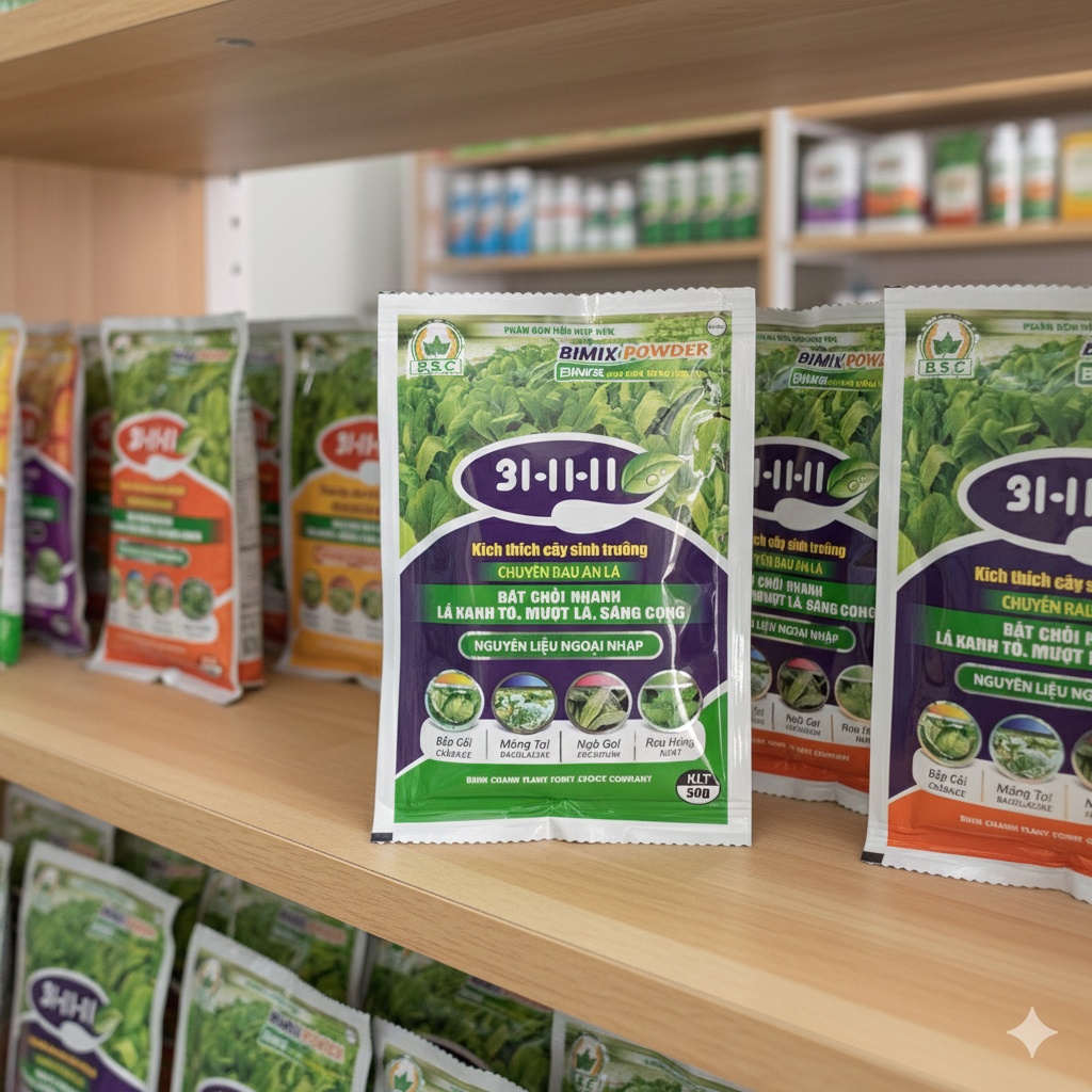 Phân bón SIÊU TĂNG TRƯỞNG 31-11-11 (50gr) - phát đọt, bung chèo, hạn chees gù đầu lân, to trái, bóng trái, nỏ bụi