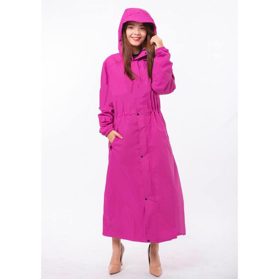 Áo mưa măng tô nữ 1 đầu 2 lớp vải Hàn Quốc phủ PU cao cấp chống thấm mưa cực tốt