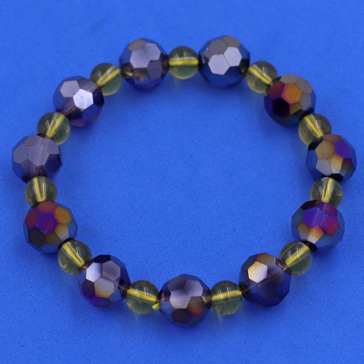 Vòng tay pha lê xanh đen cắt giác 10 ly pha lê vàng CTFLXEGFLV10