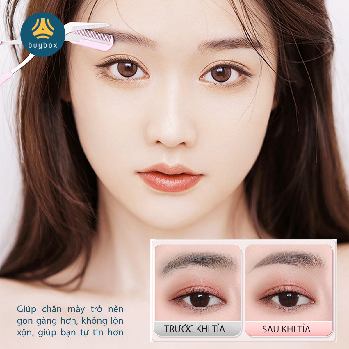 Bộ tỉa lông mày chất liệu nhựa cứng chắc chắn, dễ sử dụng, thiết kế gấp gọn tiện lợi dễ bảo quản - BuyBox -BBPK348