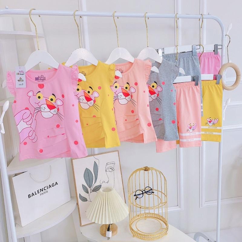 bộ cotton sát nách tay bèo bé gái 4 màu xinh tươi sz đại 23-34kg