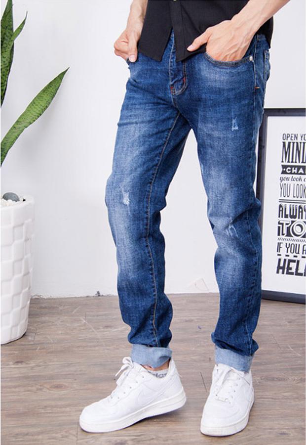 Quần Bò Nam Xanh Đậm Xước Nhẹ XANHDAM54 - Xanh Đậm