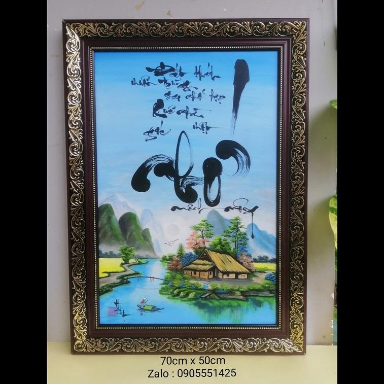 Tranh phong thủy. Thư pháp Quê hương.Quà tặng TÂN GIA, khai trương, ông bà, cha mẹ, đối tác. Quà tết.