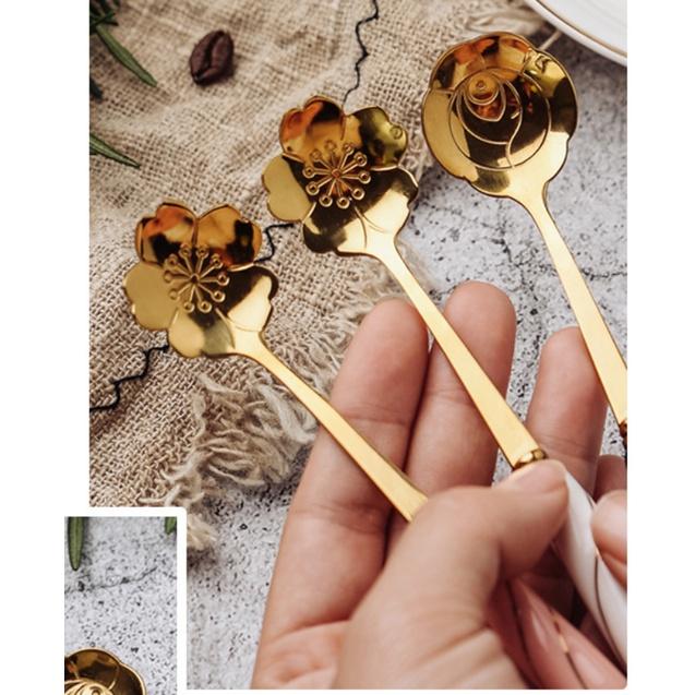 Thìa inox trà chiều hoa hồng chống gỉ