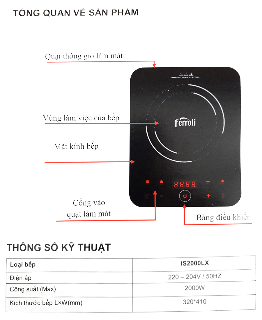 Bếp Từ Đơn Ferroli IS2000LX - Hàng chính hãng