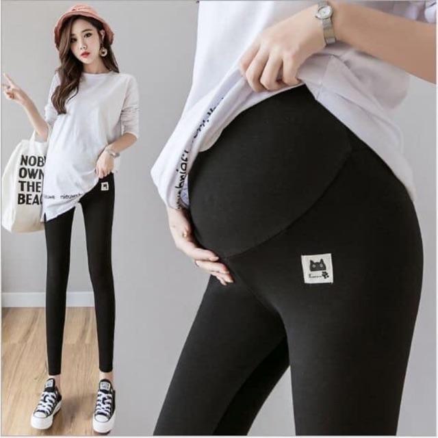 Quần legging BẦU mèo cotton Bozip đẹp- co dãn tối đa