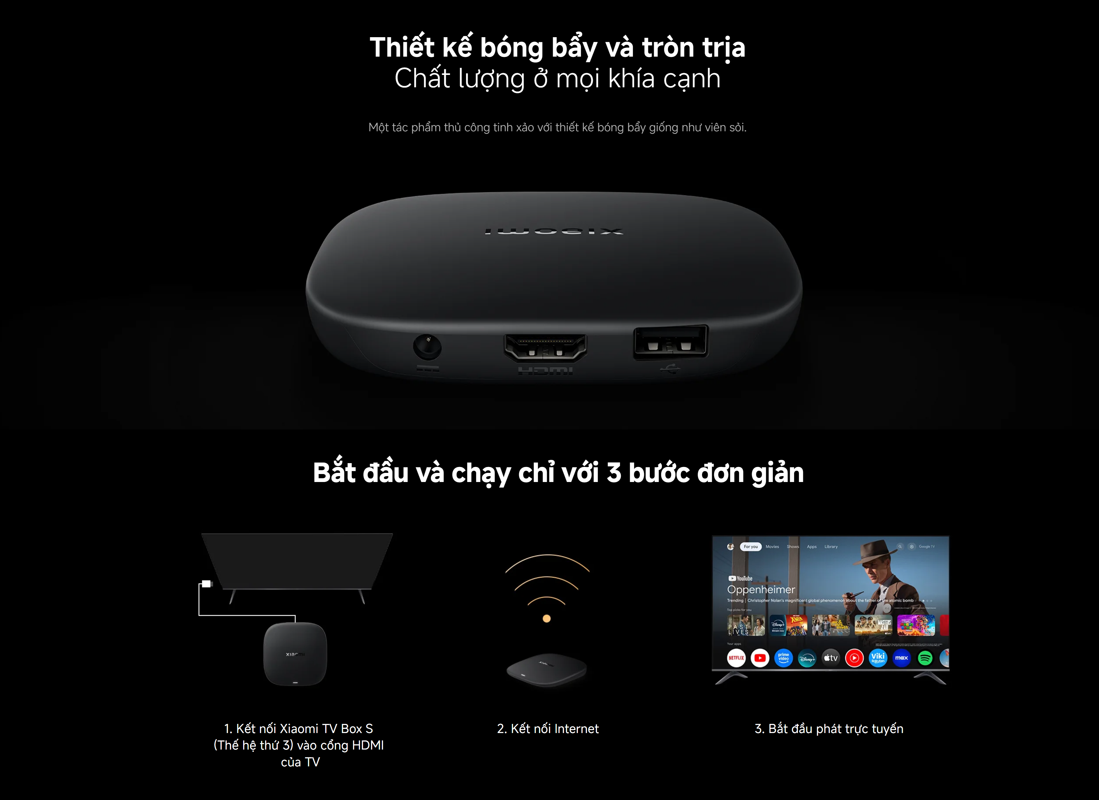 Tivi box Xiaomi Mi box S Gen 3 Google TV UHD 4K(3840×2160p) - Hàng chính hãng