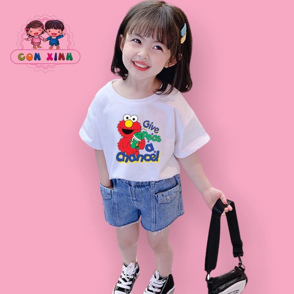 Áo thun bé gái CON XINH cotton hình in CHÚ ẾCH CHANOEL,thời trang áo thun trẻ em từ 4 đến 8 tuổi