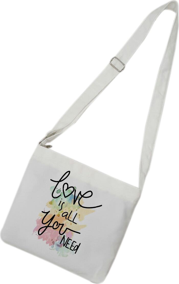 Túi tote mini đeo chéo vải canvas TROY in hình Love is all you need