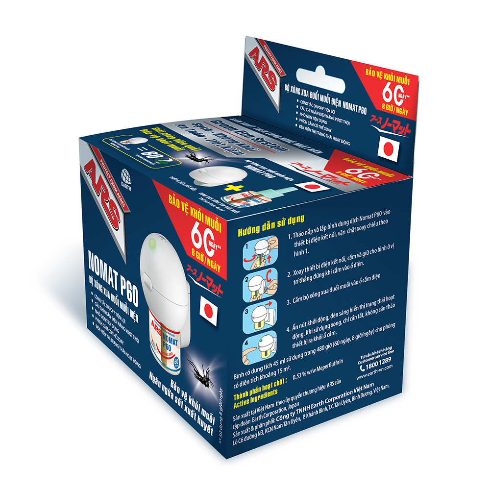 Bộ dung dịch máy xông xua đuổi muỗi điện ARS Nomat P60