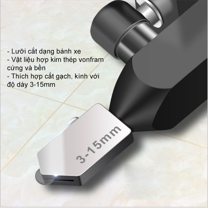 Bộ dụng cụ cắt kính, gạch men dùng tay 2 trong 1 làm bằng hợp kim nhôm tặng kèm 2 đầu lưỡi
