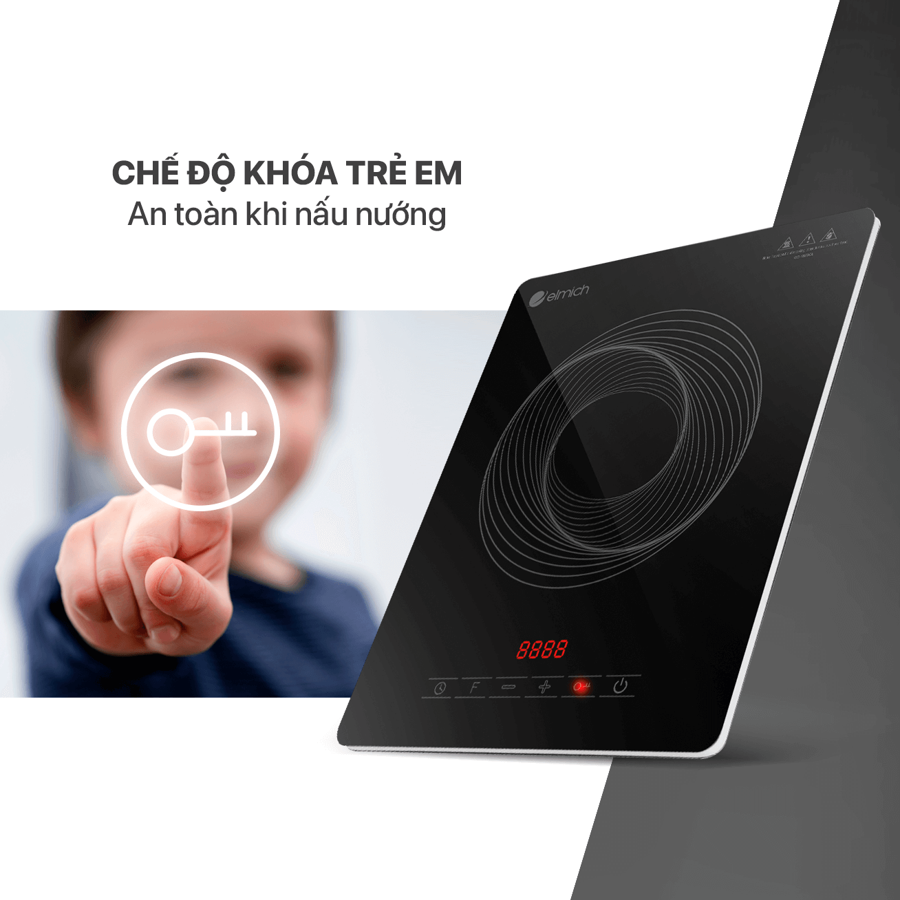 Bếp Điện Từ Cao Cấp Elmich ICE-1828OL 2100W, Hàng Chính Hãng, Tiết Kiệm Điện, Cảm Ứng - JoyMall