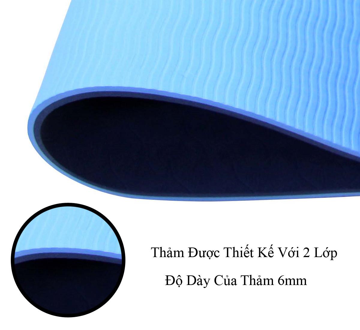 Thảm Tập Yoga 2 Lớp Tpe 6Mm Cao Cấp - Thảm Tập Gym Và Yoga Chuyên Nghiệp Qs - Nhiều Màu - Hàng Chất Lượng