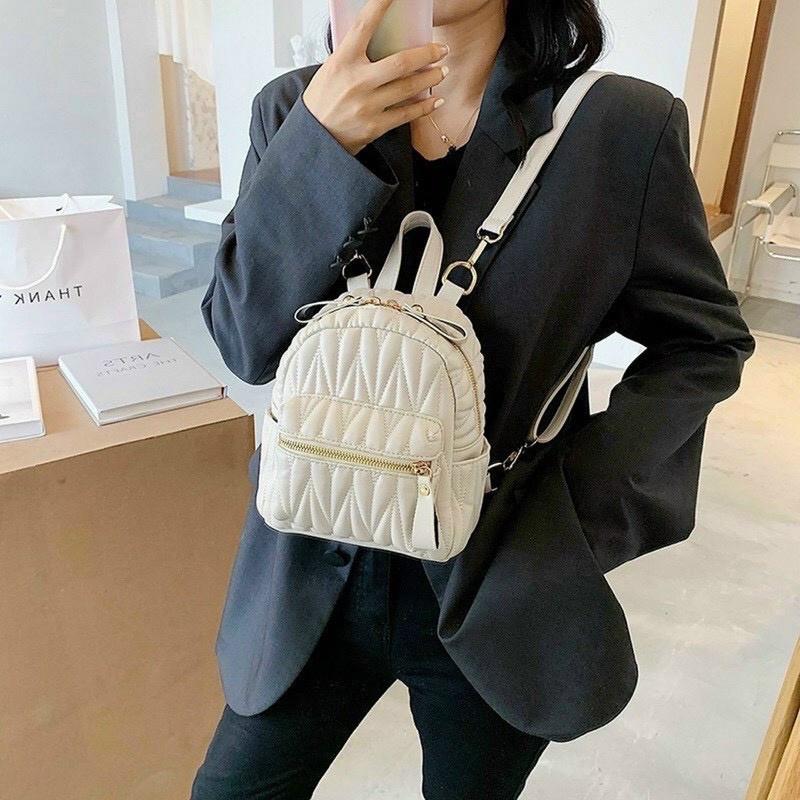 Balo thời trang nữ mini ZuCi A56 size 22cm tiện lợi mang đi chơi du lịch xinh xắn họa tiết kẻ trám phong cách Hàn Quốc