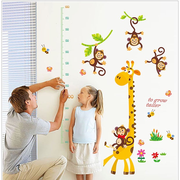 Decal dán tường thước đo chiều cao Hươu cao cổ 5 AmyShop