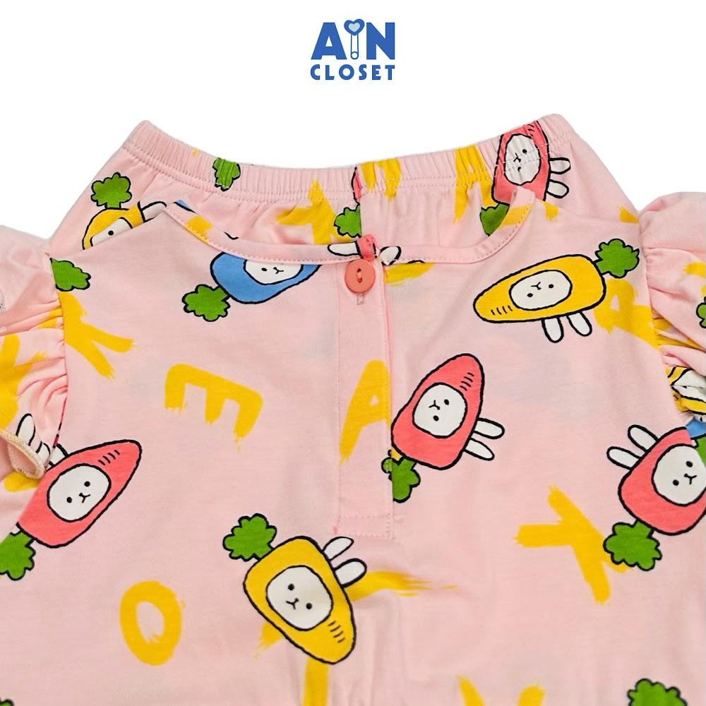 Bộ quần áo dài bé gái họa tiết Carrot cổ sen hồng thun cotton - AICDBGELKVYU - AIN Closet