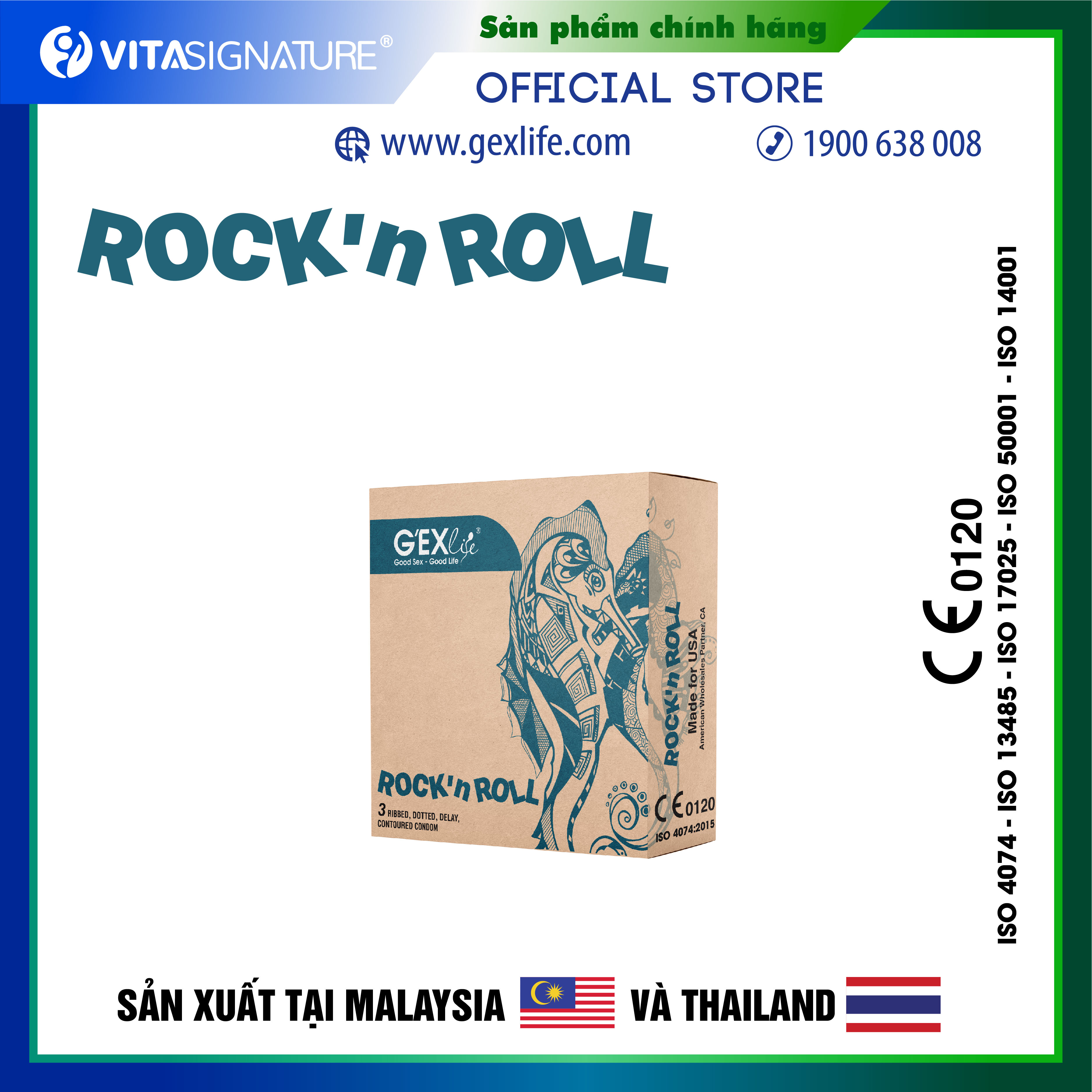 Bao cao su gân gai, hạt nổi, kéo dài thời gian G'EXlife Rock'nRoll