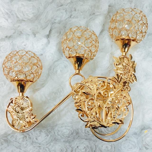 Chân nến trang trí đính đá ba tay