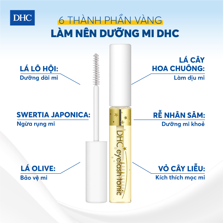 Dưỡng mi DHC Eyelash Tonic hỗ trợ kích thích mọc mi, làm dày, dài và chắc khỏe  lông mi - chiết xuất 100% từ thiên nhiên - Massel Official