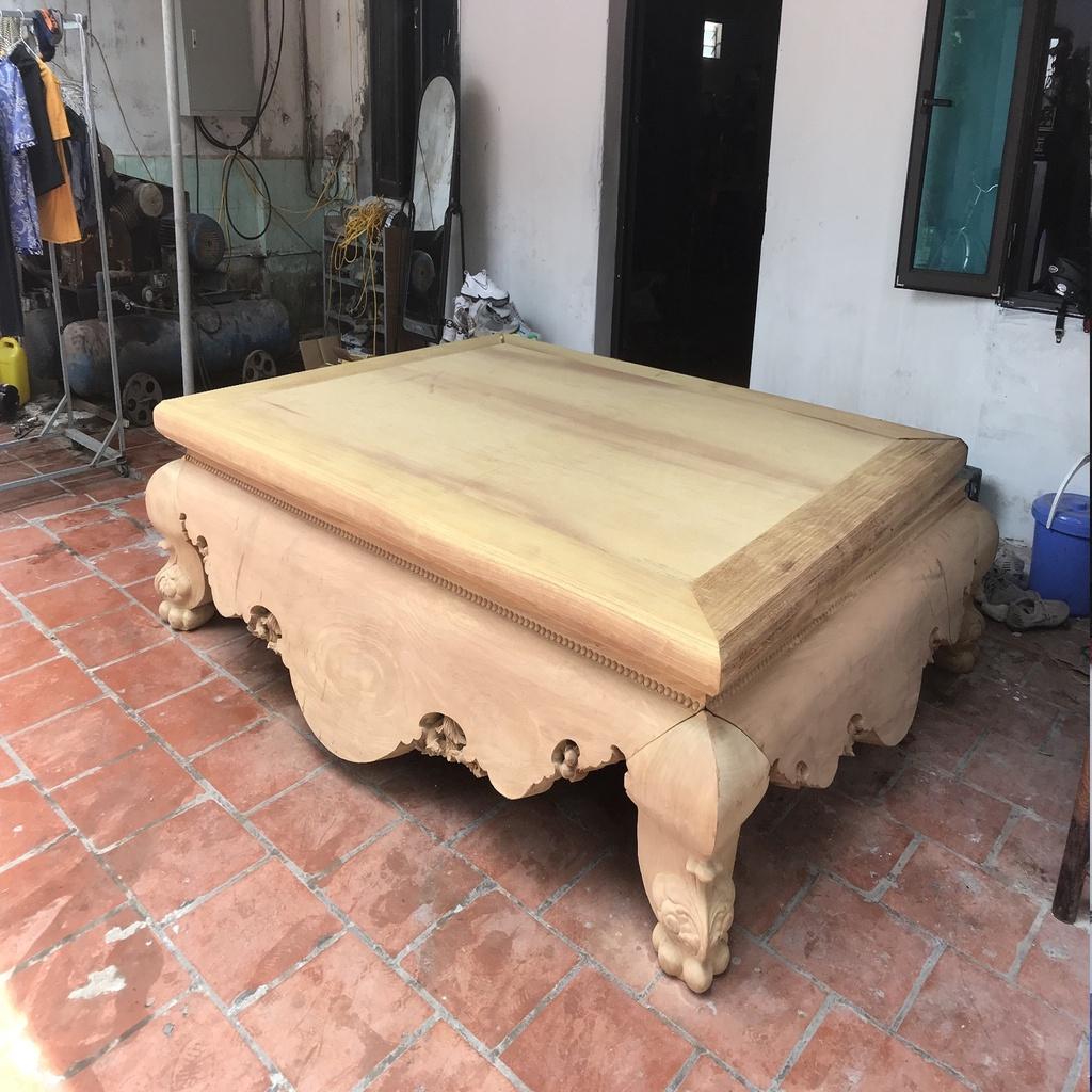 Sập Đại Chân Quỳ Dạ Cá Trơn Gỗ Hương Vàng