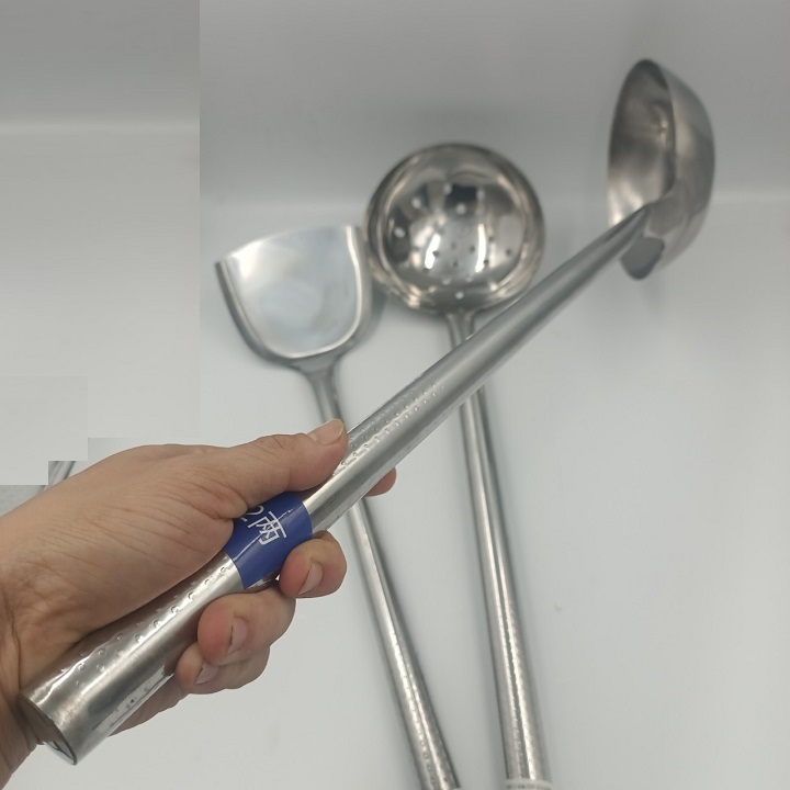 Bộ 3 muôi múc,muôi thủng ,xẻng chiên xào công nghiệp inox cao cấp