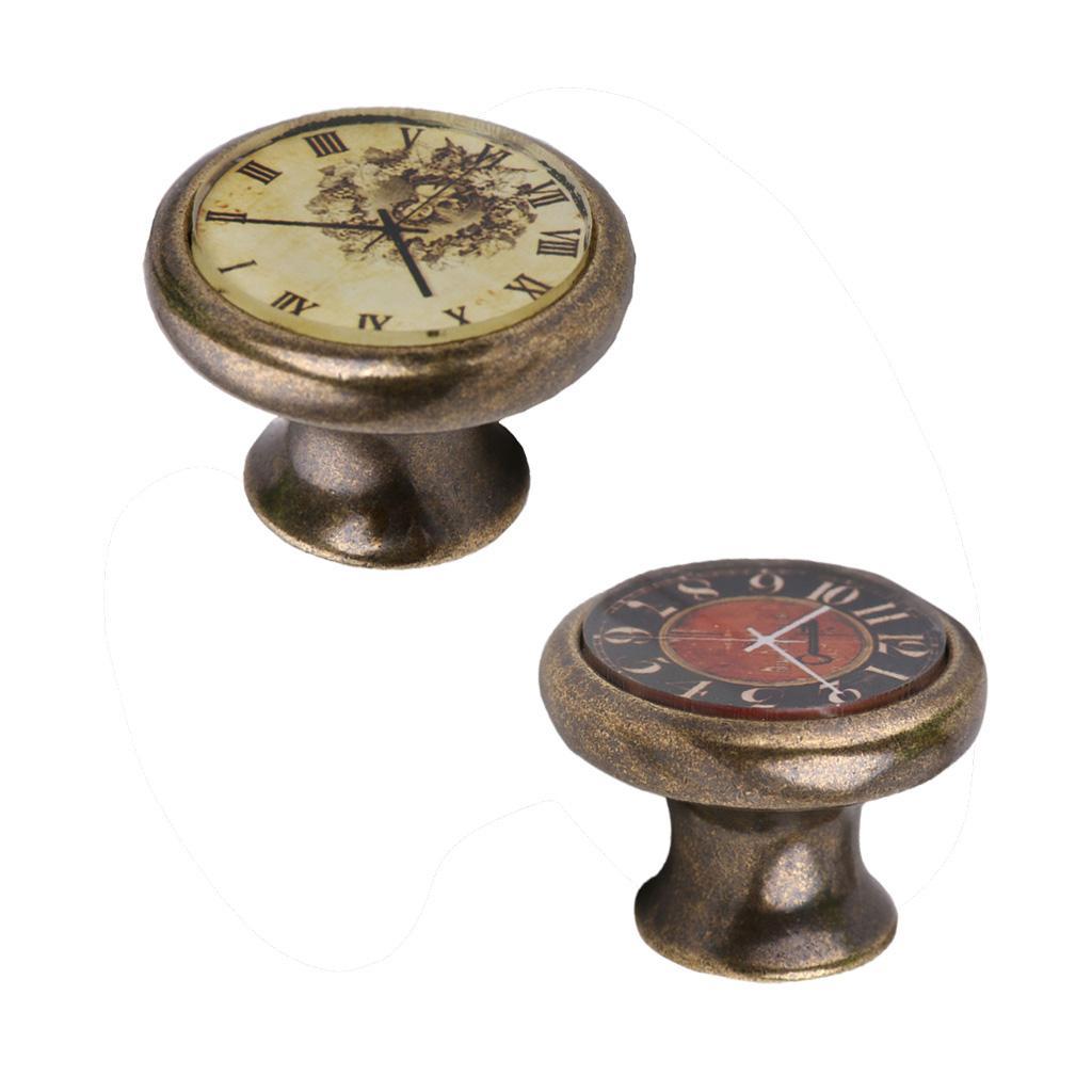 2pcs Retro Clock Cabinet Drawer Closet Handle Pull Cupboard Knob - Retro Key