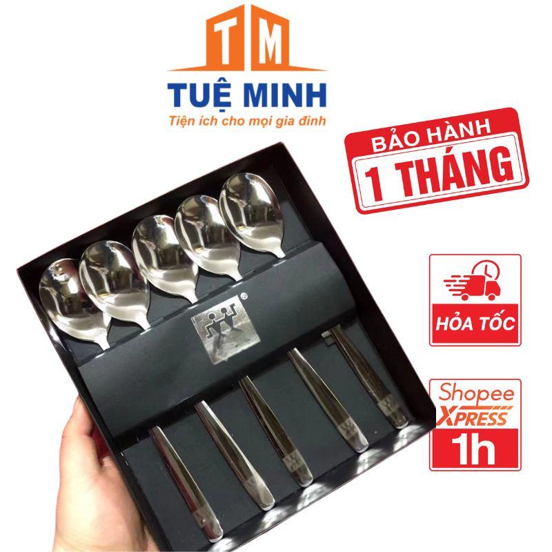 Sét thìa inox có hộp đựng cẩn thẩn làm quà tặng trang trí gian bếp tiện, muỗng inox hộp đựng cao cấp Tuệ Minh