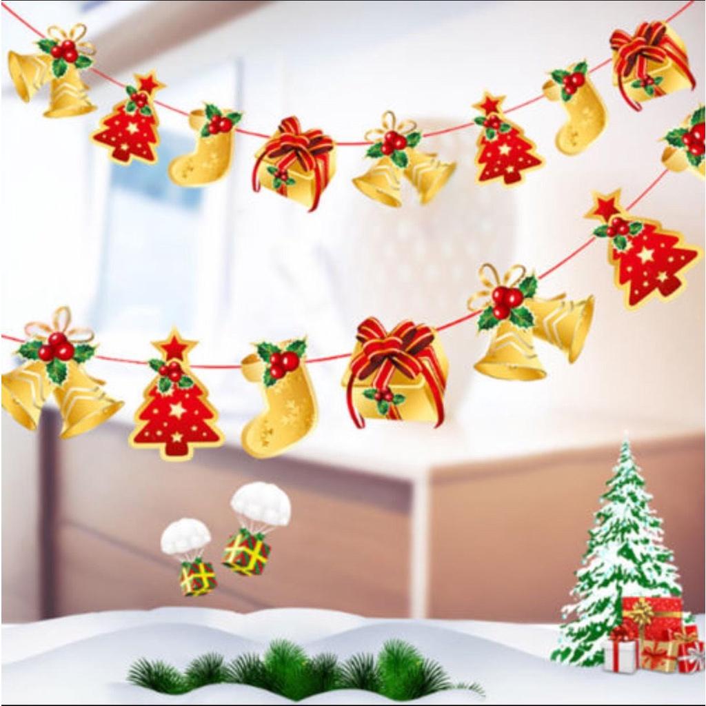 DÂY CỜ GIẤY TREO CHỮ MERRY CHRISTMAS DÀI 2m5 PHỤ KIỆN TREO TRANG TRÍ NOEL NGÀY LỄ GIÁNG SINH