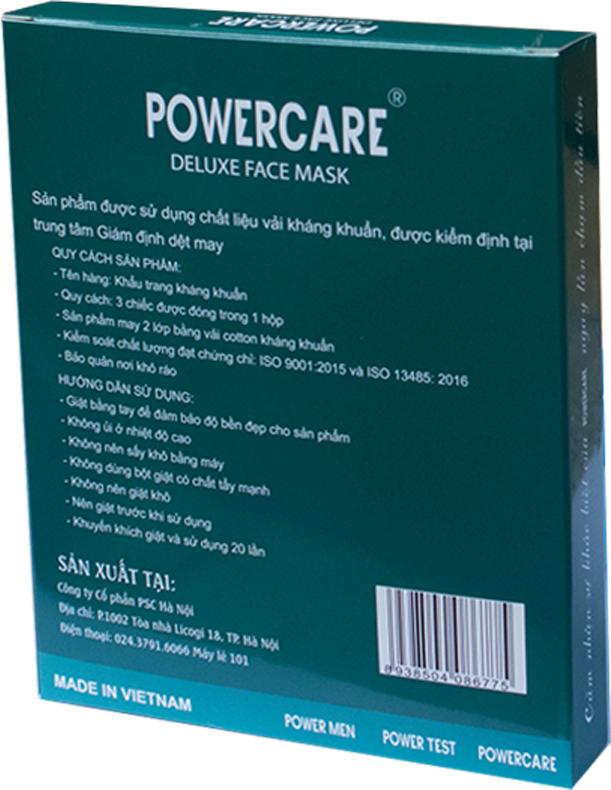 Khẩu trang vải Kháng Khuẩn Powercare Hộp 3 Chiếc - Combo 3