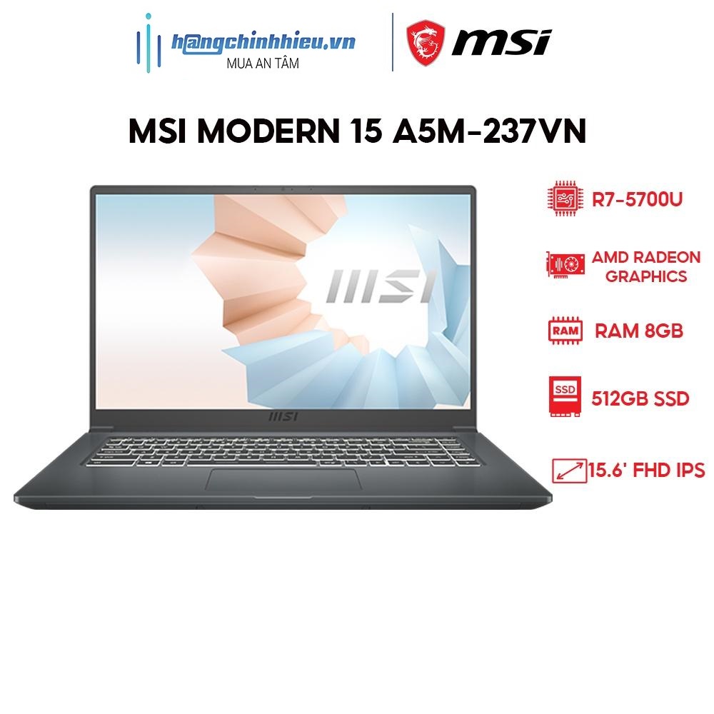 Laptop MSI Modern 15 A5M-237VN (R7-5700U | 8GB | 512GB | AMD Radeon Graphics | 15.6' FHD | Win 11) Hàng chính hãng