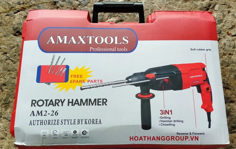 MÁY KHOAN ĐỤC BÊ TÔNG 3 CHỨC NĂNG AMAXTOOLS  AM2-26 (800W)- HÀNG CHÍNH HÃNG