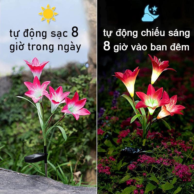 Đèn LED năng lượng mặt trời hình hoa hồng dùng trang trí sân vườn