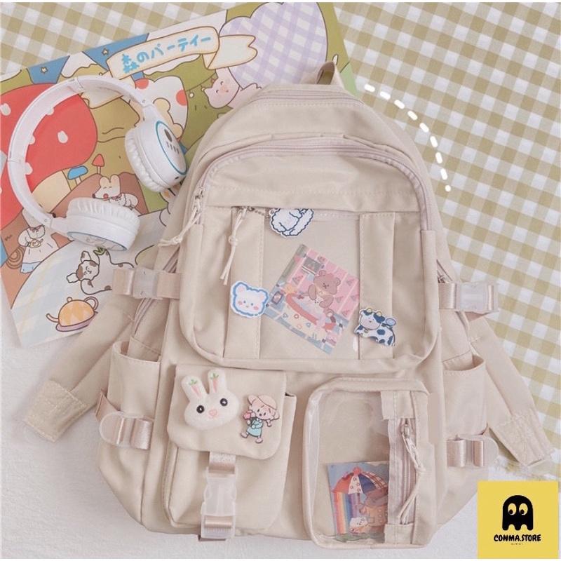 Balo Ulzzang đi học 4 màu xinh xẻo HÀNG CÓ SẴN 2 túi trong dài