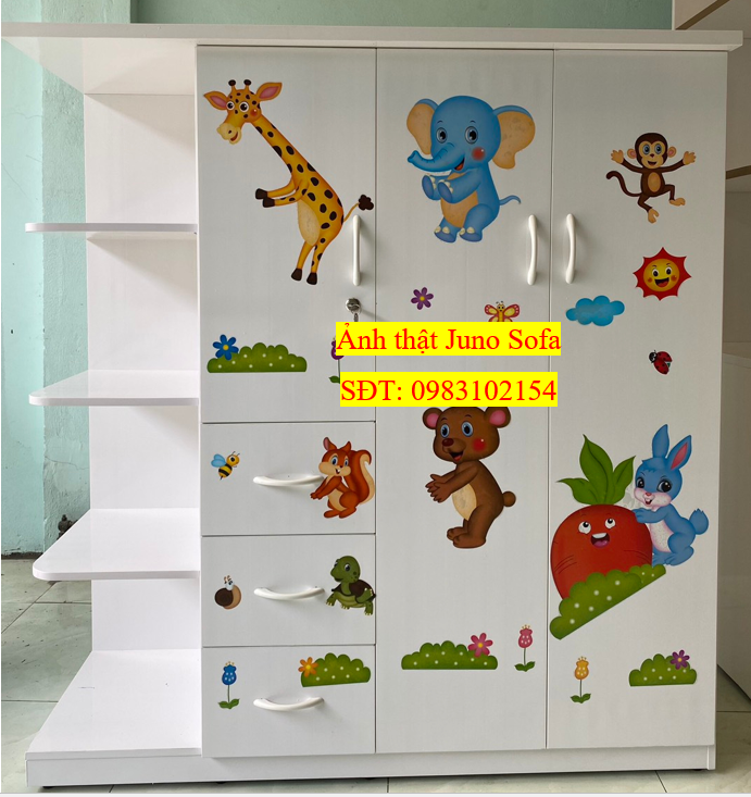 Tủ nhựa Đài Loan Juno Sofa Cao 1m25  Ngang 1m35 Dán decal xịn xò