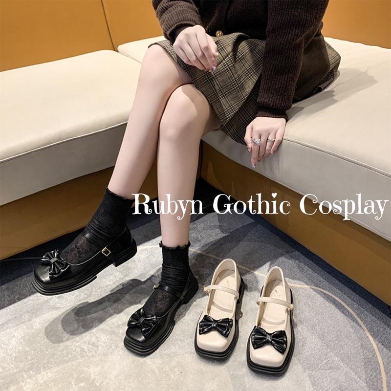 Giày Lolita Retro Đính Nơ Tiểu Thư xinh xắn ( đen, trắng) size 35-40