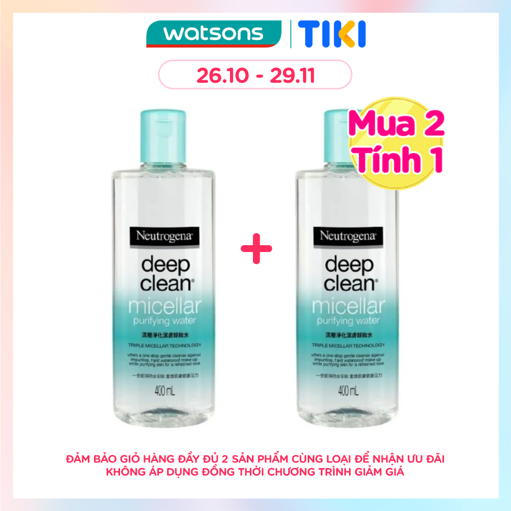 Nước Tẩy Trang Neutrogena Deep Clean Micellar Purifying Water Làm Sạch Da 400ml