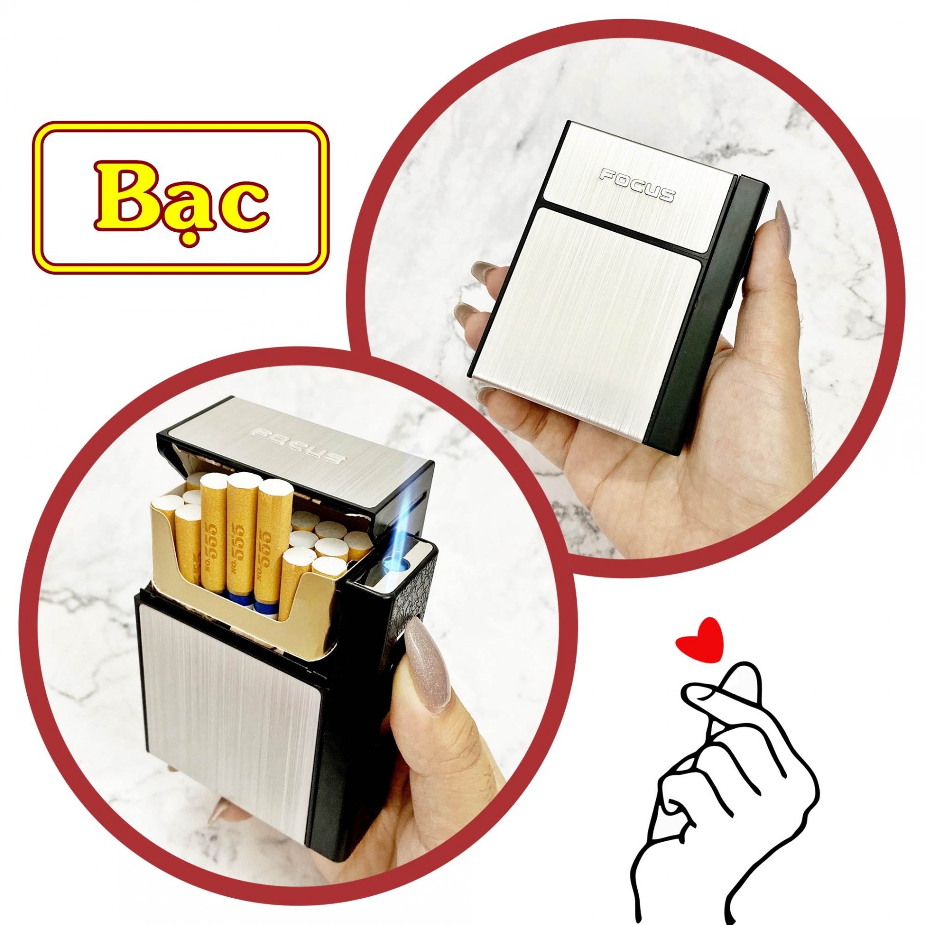 Hộp quẹt bật lửa khè - hộp thuốc focus 2in1 - có thể tháo rời -