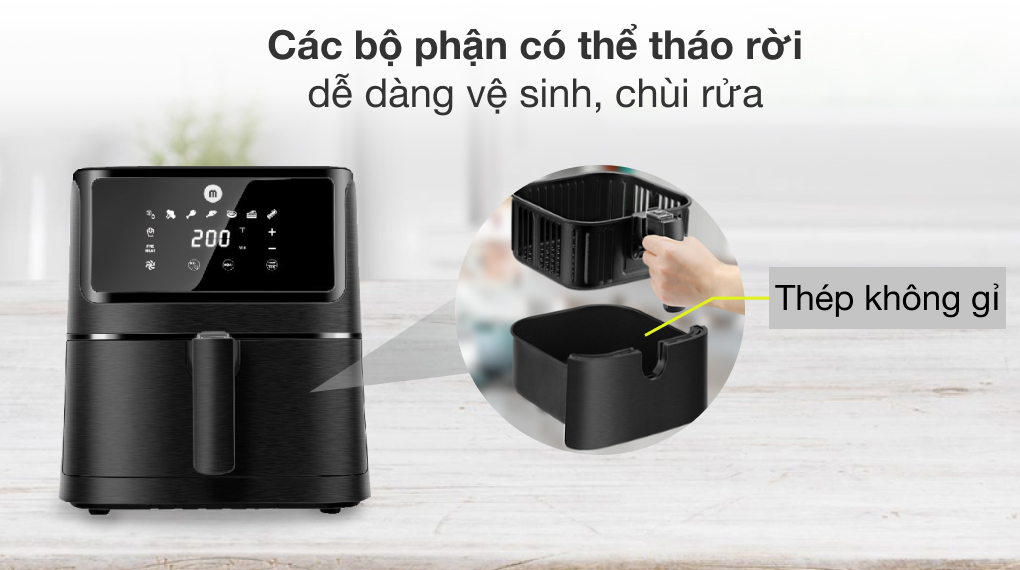 Nồi chiên không dầu 5.5L điện tử Mishio MK284 - Hàng chính hãng