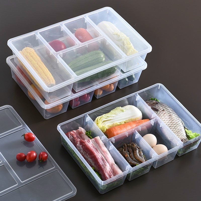 Hình ảnh Hộp nhựa trong suốt 5 ngăn đựng thực phẩm trong tủ lạnh 