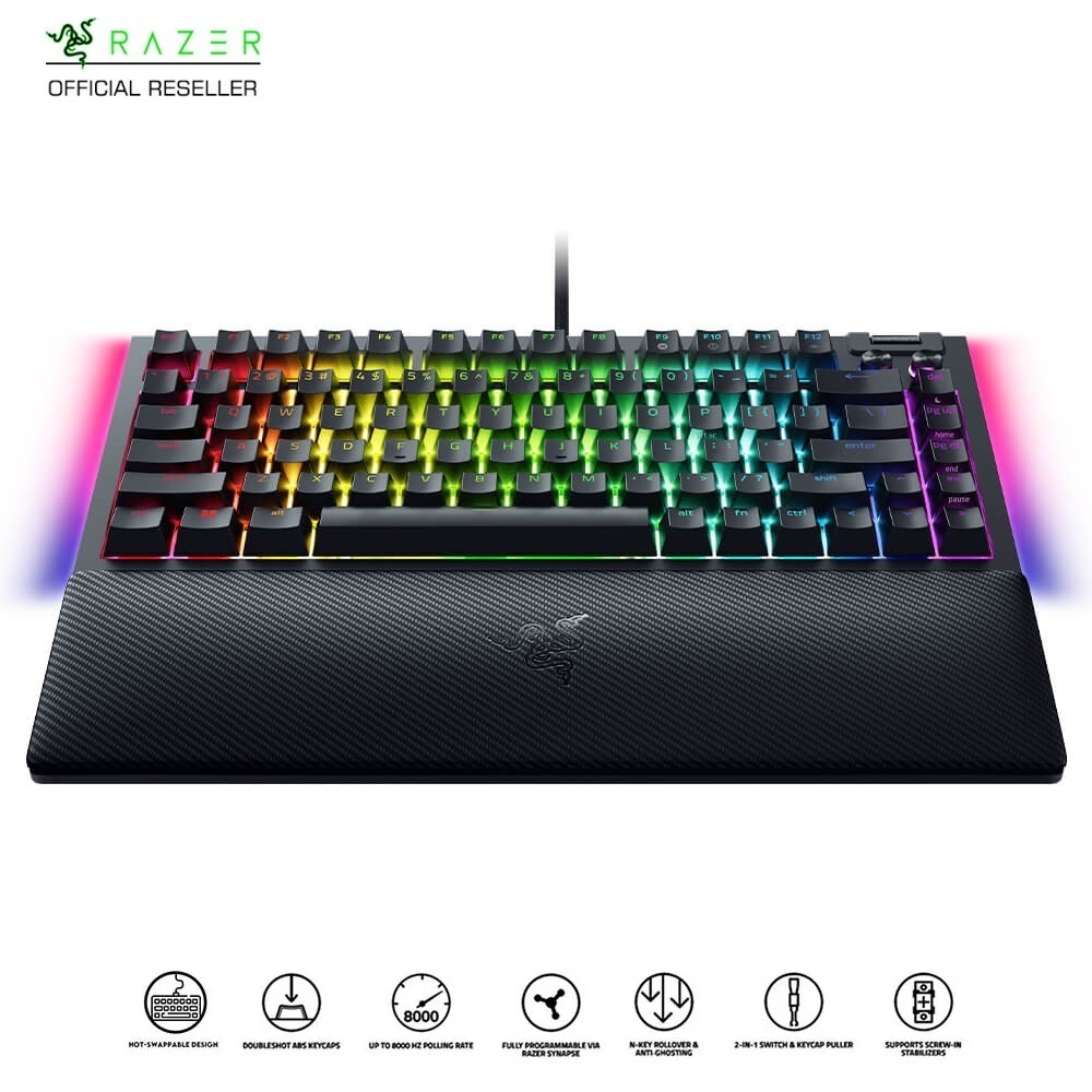 Bàn phím cơ Razer BlackWidow V4 75% - Hot-swappable Mechanical Gaming Keyboard - Hàng chính hãng, bảo hành 2 năm