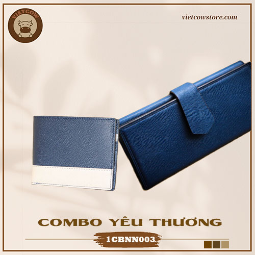 Combo Yêu Thương - Ví Nam Da Bò Safiano Và Ví Nữ Da Bò Epsom Hass_VietCow_1CBNN003