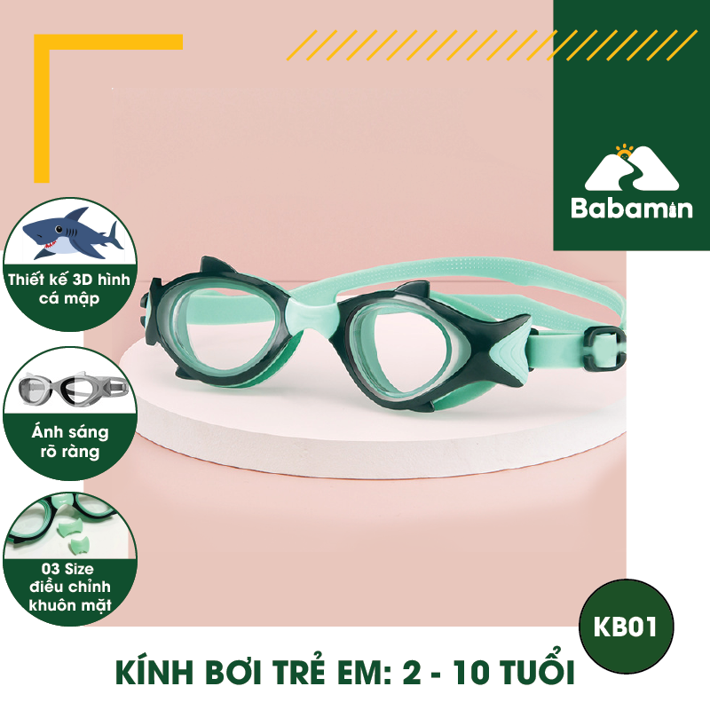 Kính Bơi Trẻ Em 2 Đến 10 Tuổi - Hoạt Hình 3D Baby Shark – Chống Mờ – Babamin – KB01