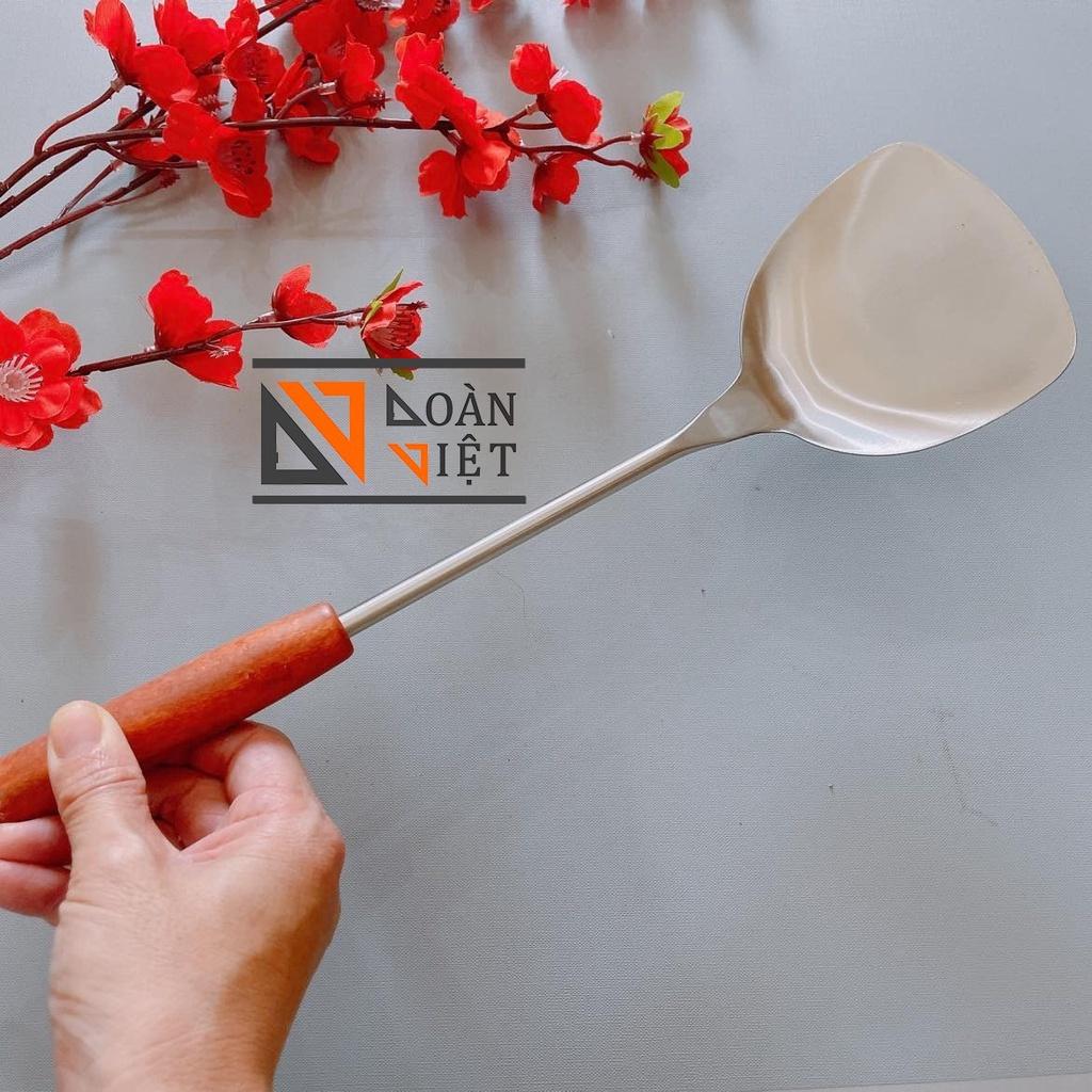 (Cán gỗ nâu đỏ) Vá , sạn , sạn lỗ - Inox dày, cán gỗ đẹp chắc chắn - Kiểu dáng sang trọng - Đồ dùng nhà bếp, nấu ăn