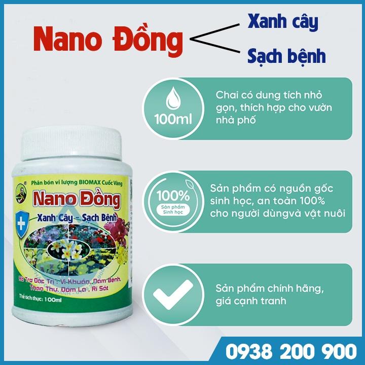 Nano Đồng Diệt nấm bệnh cho cây trồng, xử lý rong rêu, giúp xanh lá, cứng cây - chai 100ml