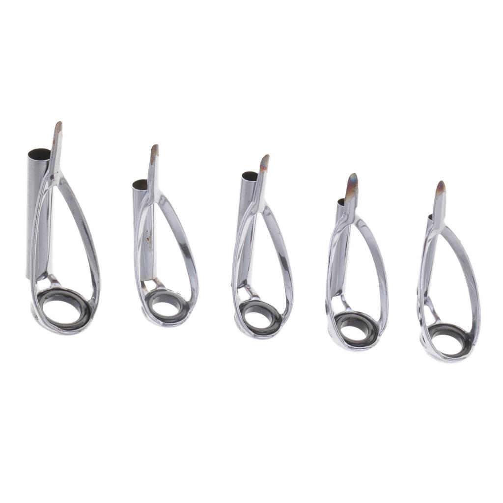 5pcs Fishing Rod Pole Guides Tips Top Eye Rings Rod Repair Kit