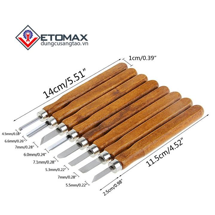 Bộ 8 dao khắc, đục tiện gỗ đa năng cao cấp