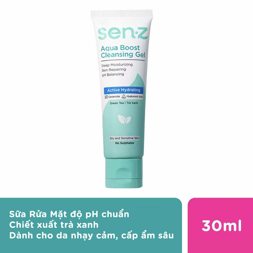 Gel Rửa Mặt SenZ Aqua Boost Trà Xanh Cho Da Khô 30ml